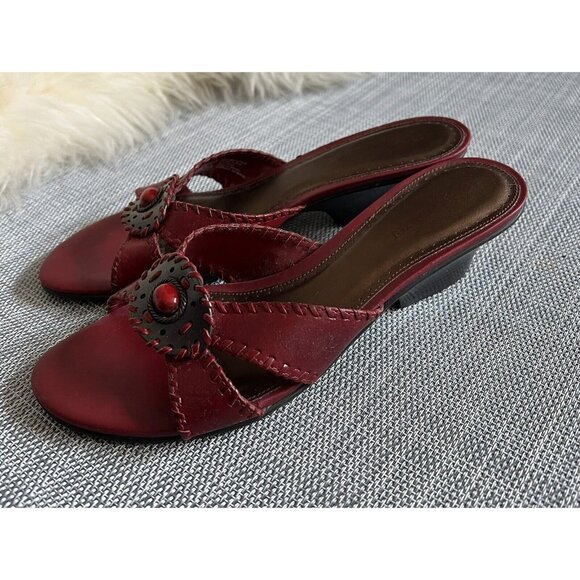 Ladies Naturalizer Dumas Red Leather Sandals Shoes Size 7.5M New Womens Heels - Picture 3 of 9